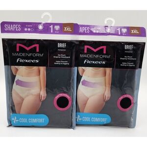 Maidenform Flexees Cool Comfort Firm Shaping Brief Panty 3XL Set of 2 Black NIP